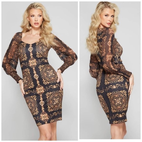 GUESS by MARCIANO Victoriana Bodycon Dress SZ XS - Picture 1 of 12